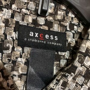 Claiborne Axcess Men's Shirt Short Sleeve Brown Cream L Rayon